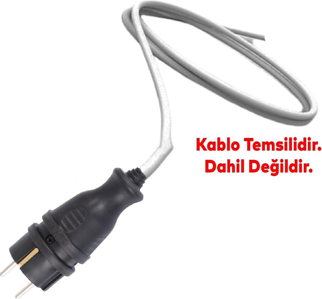 Sağlam Monofaze Kauçuk Dış Mekan Dayanıklı Kablo Bahçe Korunaklı Erkek Düz Fiş Siyah