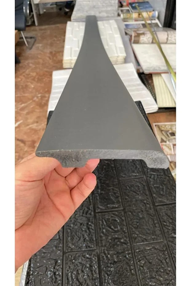 8cmx240cm 1 Adet PVC Yalı Gri Süpürgelik Suya Neme Dayanıklı Parke Seramik Salon Mutfak Süpürgeliği