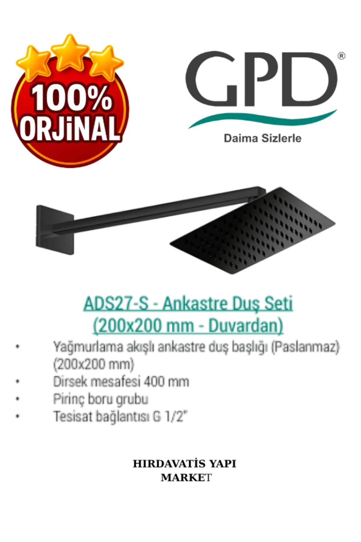 ADS27-S Ankastre Duş Başlığı (Duvardan_200X200)