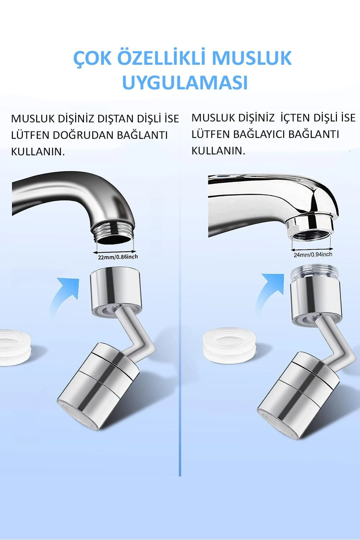 Yeni Nesil Robotik 720 Derece Oynar Başlıklı Musluk Başlığı Aparatı Ağız Yıkama Yüz Yıkama Başlığı