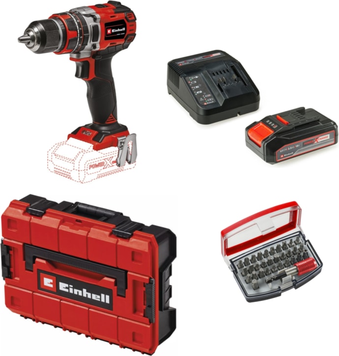EİNHELL Tp-Cd 18/50 Li-I Bl Solo Akülü Vidalama Seti + 1 x 2.5 Ah Starter Kit (Bits Uç ve Çanta Dahil)