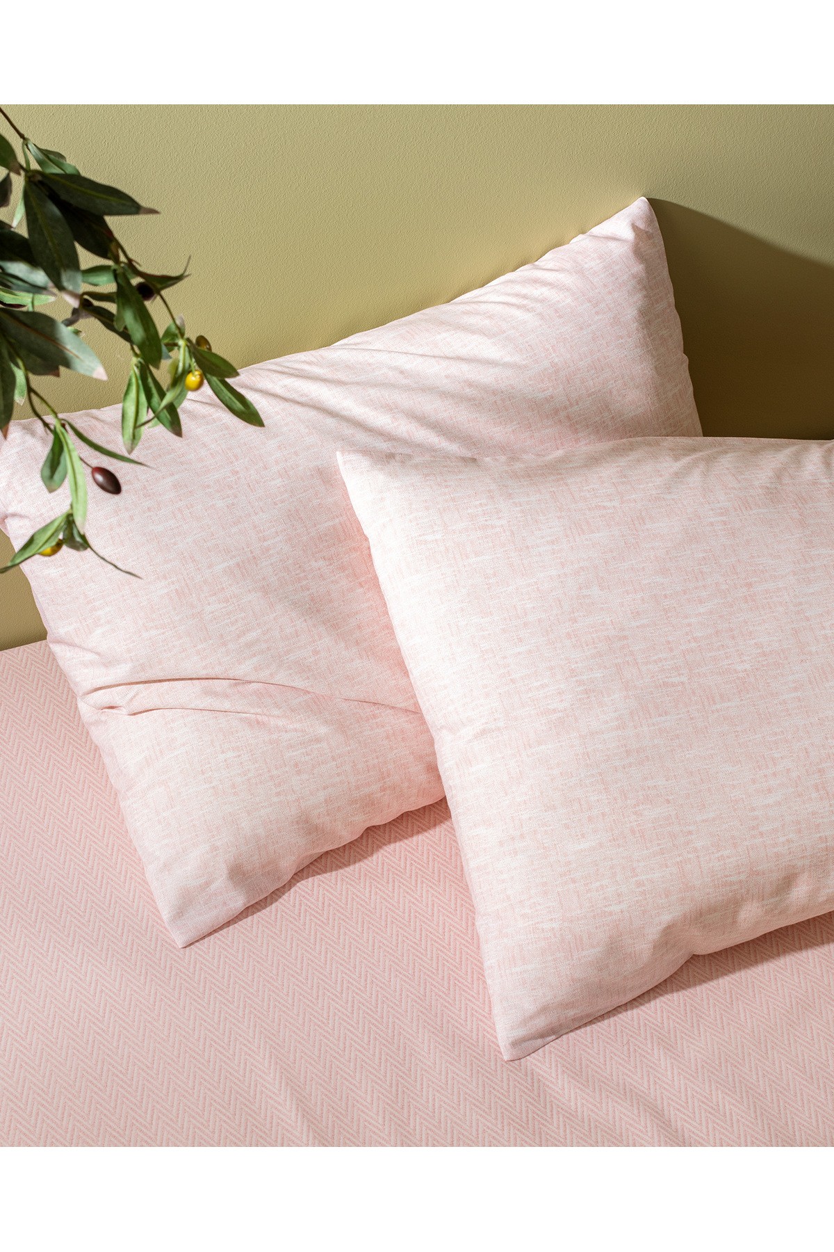 Juin King Size Pamuklu Baskılı Nevresim Takımı - Pudra