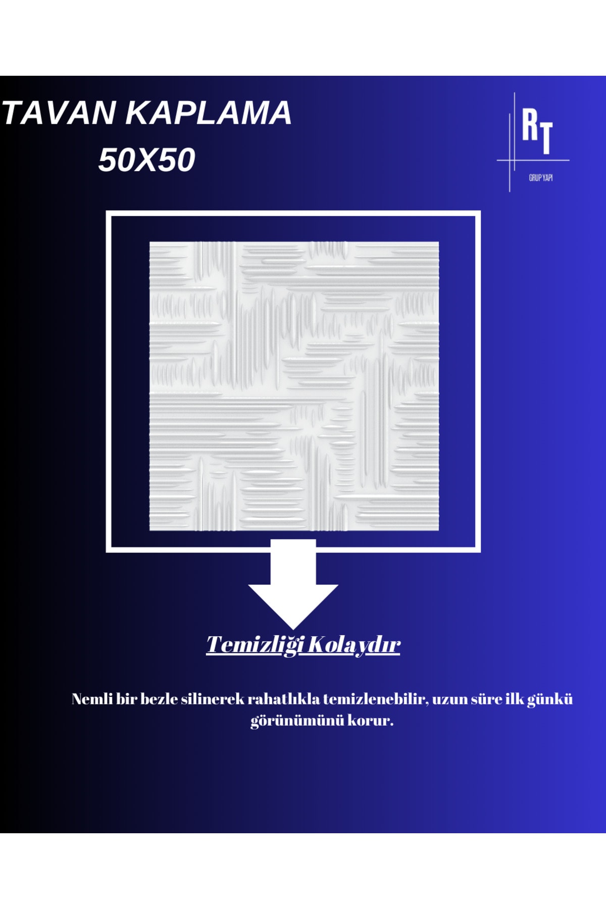 TAVAN KAPLAMA 50X50 ÇİZGİ MODEL PK:10 ADET (2,5 M2 ALAN TOPLAM)