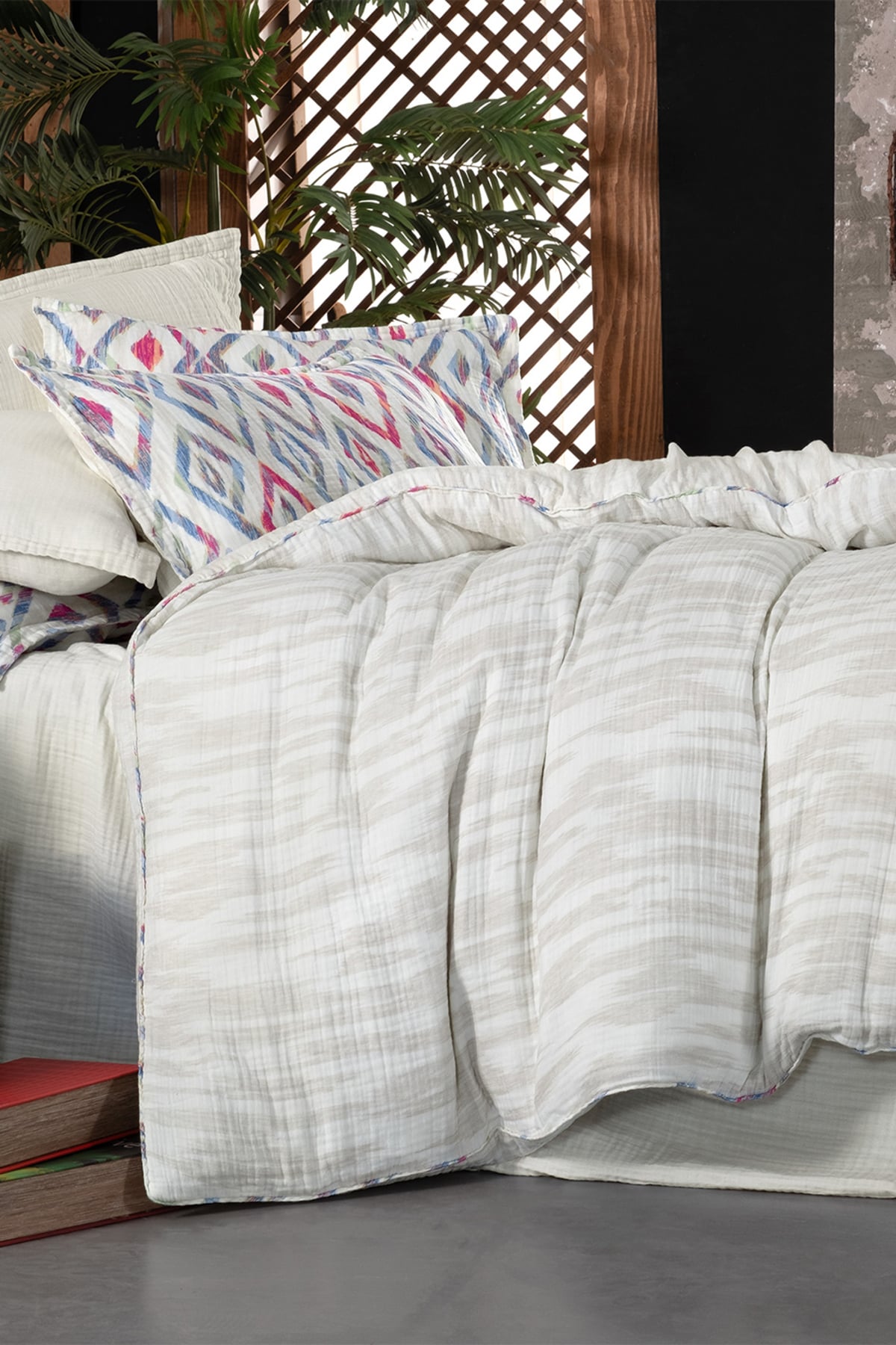 Mayorka Mavi Mood Comfort King Size (Battal Boy) %100 Pamuk Müslin Yıkamalı Nevresim Takımı