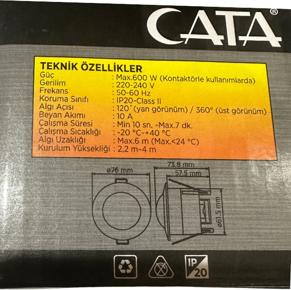 CT-9242 360 Derece Sıva Altı Sensör (8 Adet)