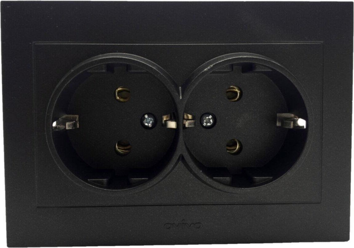 Seldur Electrıc Ikili Topraklı Priz Siyah Çerçeve