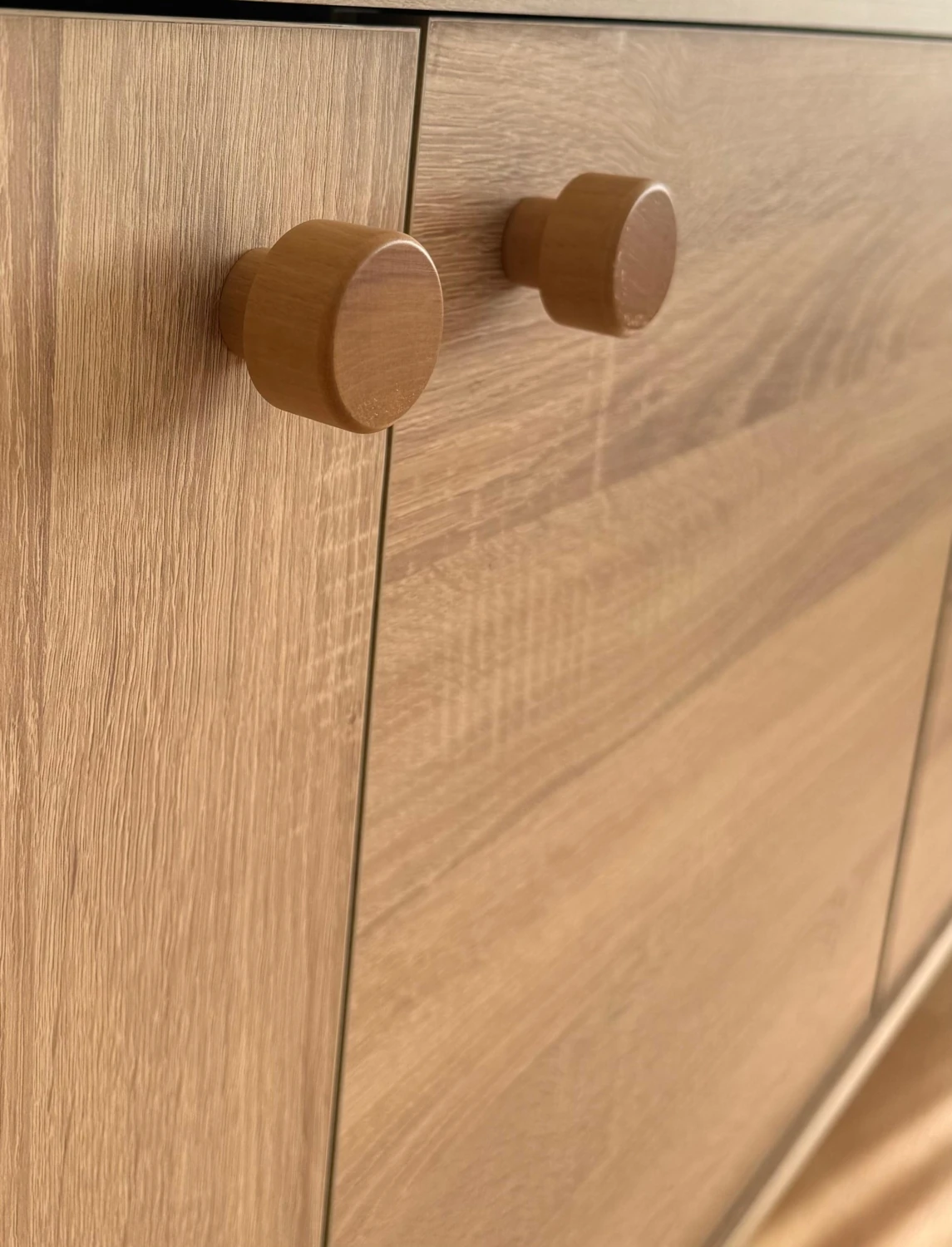 Dekoratif Doğal Ahşap Yuvarlak 12’li Dolap Kulpu Naturel