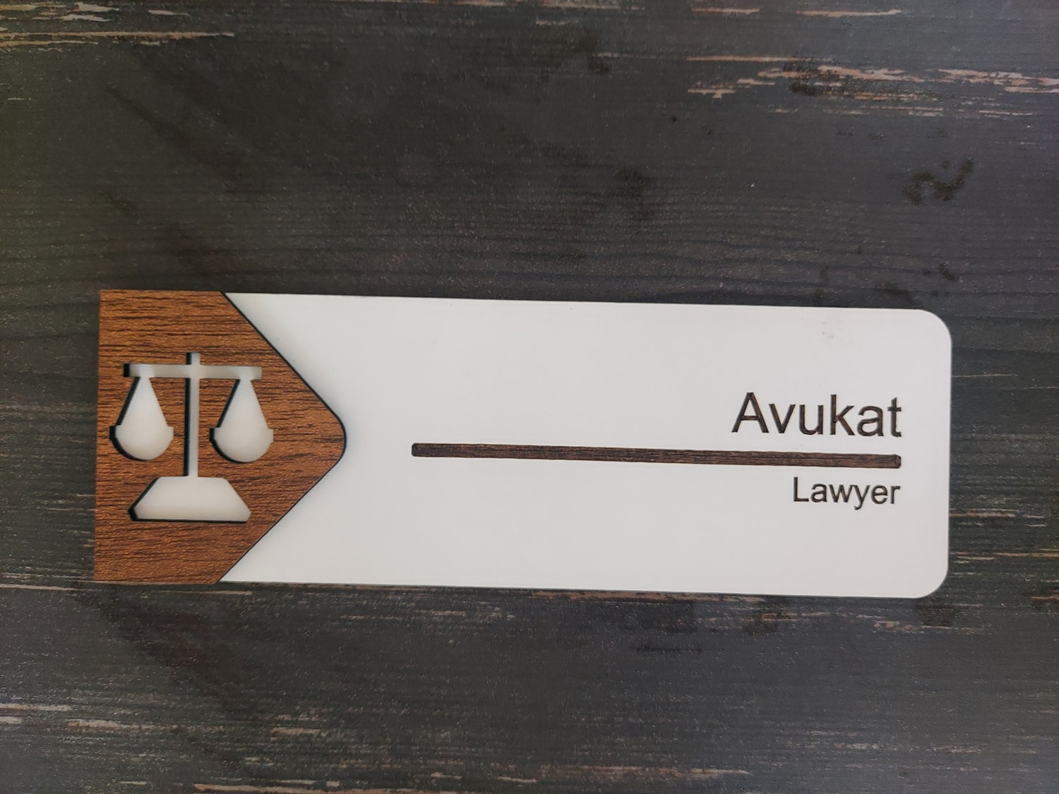 Avukat Ofis Oda Kapı İsimliği Yönlendirme Tabelası Levhası Kişiselleştirilebilir