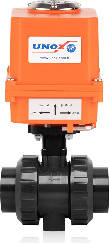 Ø50 220V Ac Elektrik Aktüatörlü U-Pvc Küresel Vana Su Için