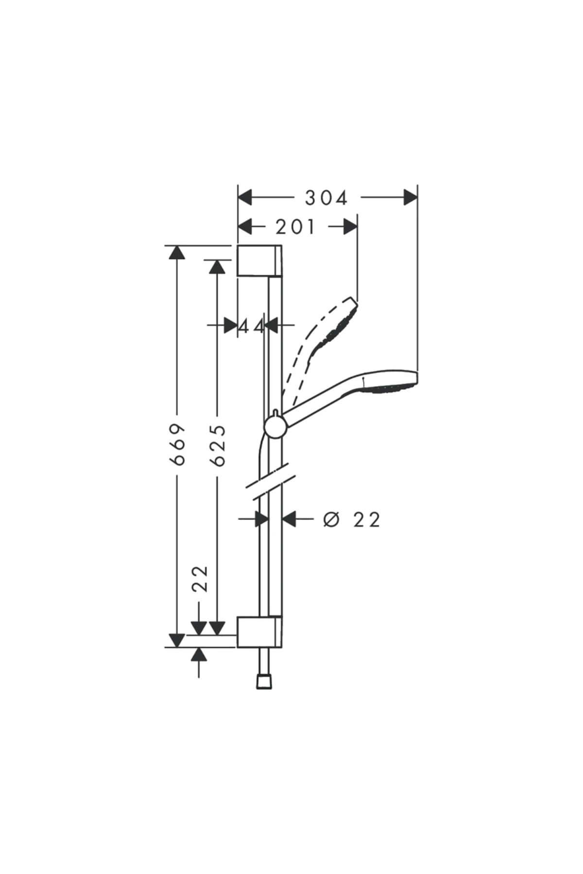 Croma Select S duş Seti Vario, Ecosmart, 9 Lt/dk, 65 Cm Duş Barı Ile - 26563400