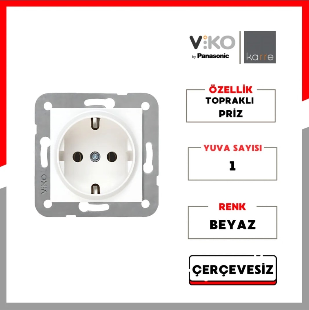 Karre Topraklı Priz Çerçeve Hariç 4 Adet