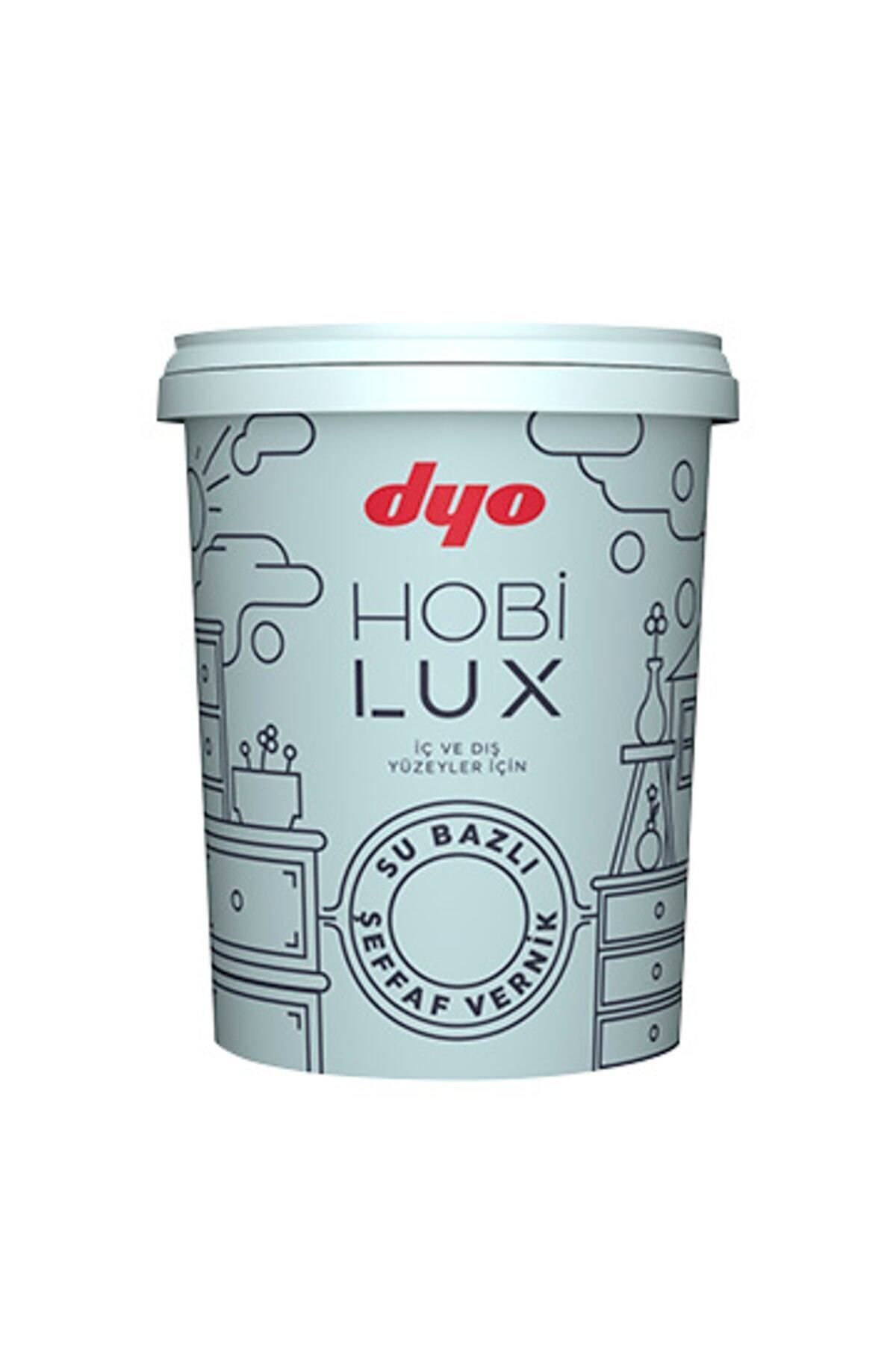 DYO Hobilux0.9lt Akrilik Ipek Mat Boya+hobilux Şefaf Vernik0.4lt+kestirme Fırça 2no+parmak Rulo Fırçaucu
