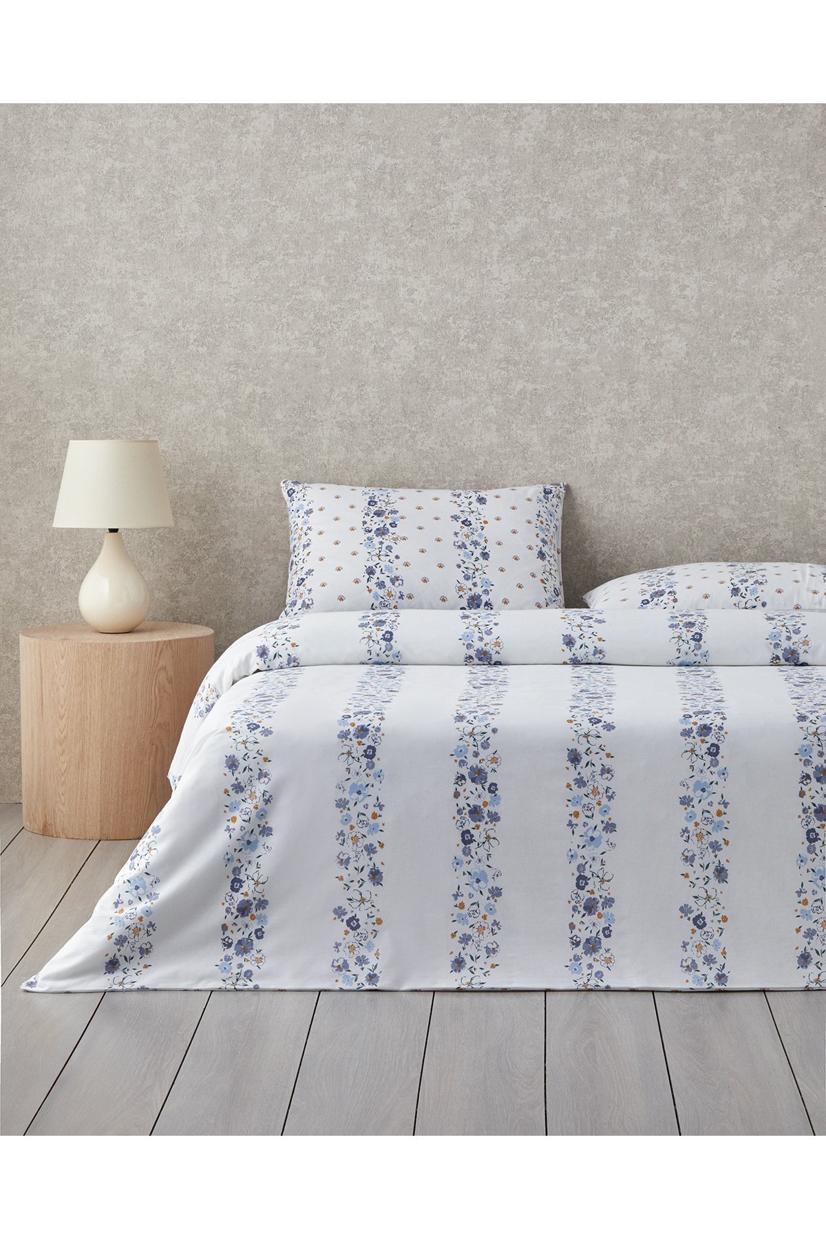 Floret Line Pamuk Çift Kişilik Nevresim Takımı 200x220 cm Mavi