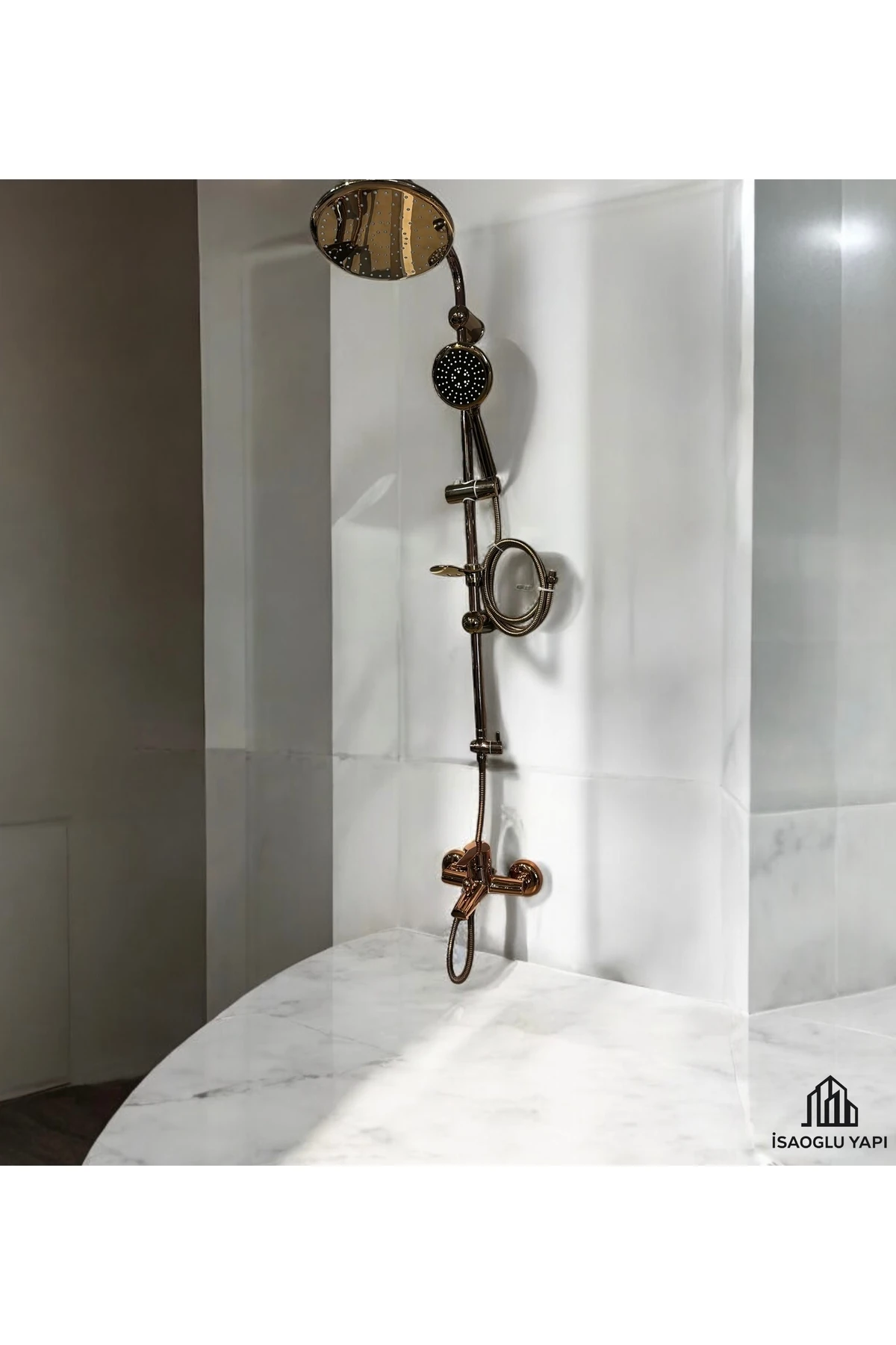 Bakır Duş Sistemi Broz Duş Başlığı Batarya Dahil Set Pirinç Materyal