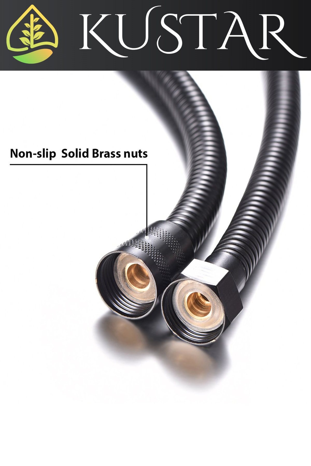 Siyah 1,5m Örgülü Duş Hortumu Ve 90 Derece Ayarlanabilir Siyah Duş Askısı 2'li Set