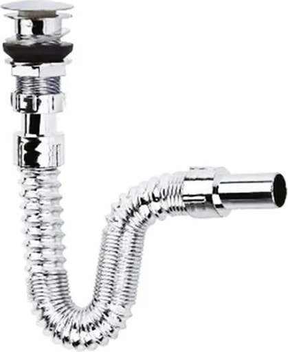 Krom Basmalı Pop-Up Aç Kapa Koku Engelleyici Körüklü Uzayan Lavabo Sifonu Gideri Evye Su Borusu