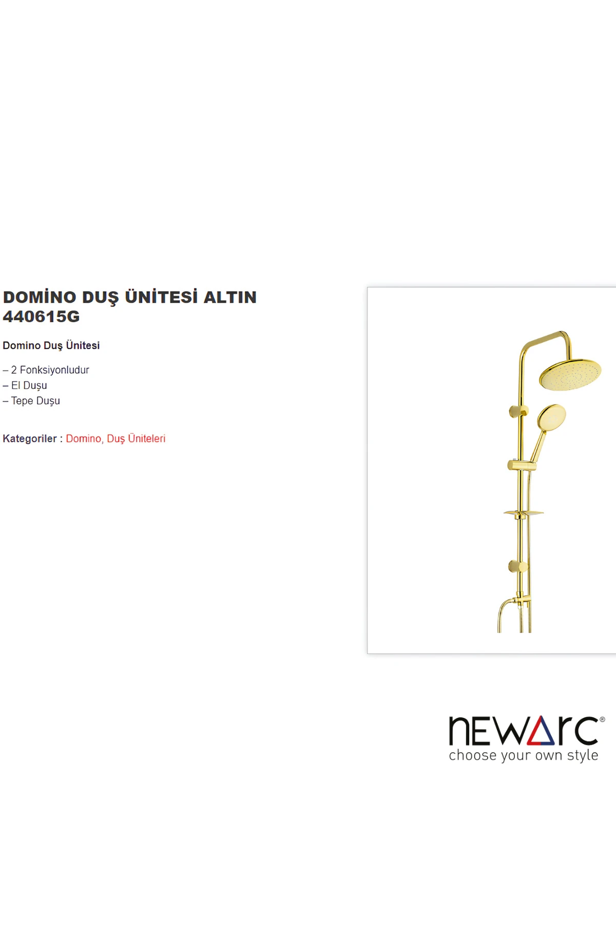 Domino Altın Duş Ünitesi 440615G