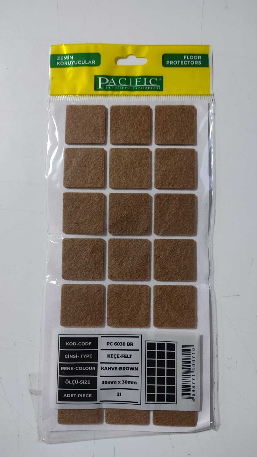 Almital 3cm*3cm Kahverengi Keçe 18 Adet - SESE-TAP107