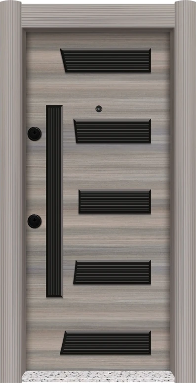 TEZ2454 Eskitme Kasalı Kabartma Model Çelik Kapı Sağ Açılım