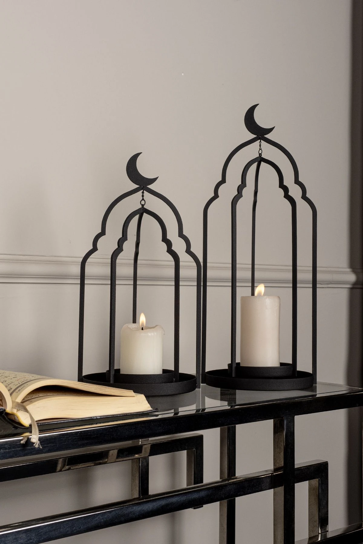 Metal 2'li Islami Mumluk Seti - Siyah Renk Ramazan Süsleri - Islami Ev Dekorasyon - Wamh145