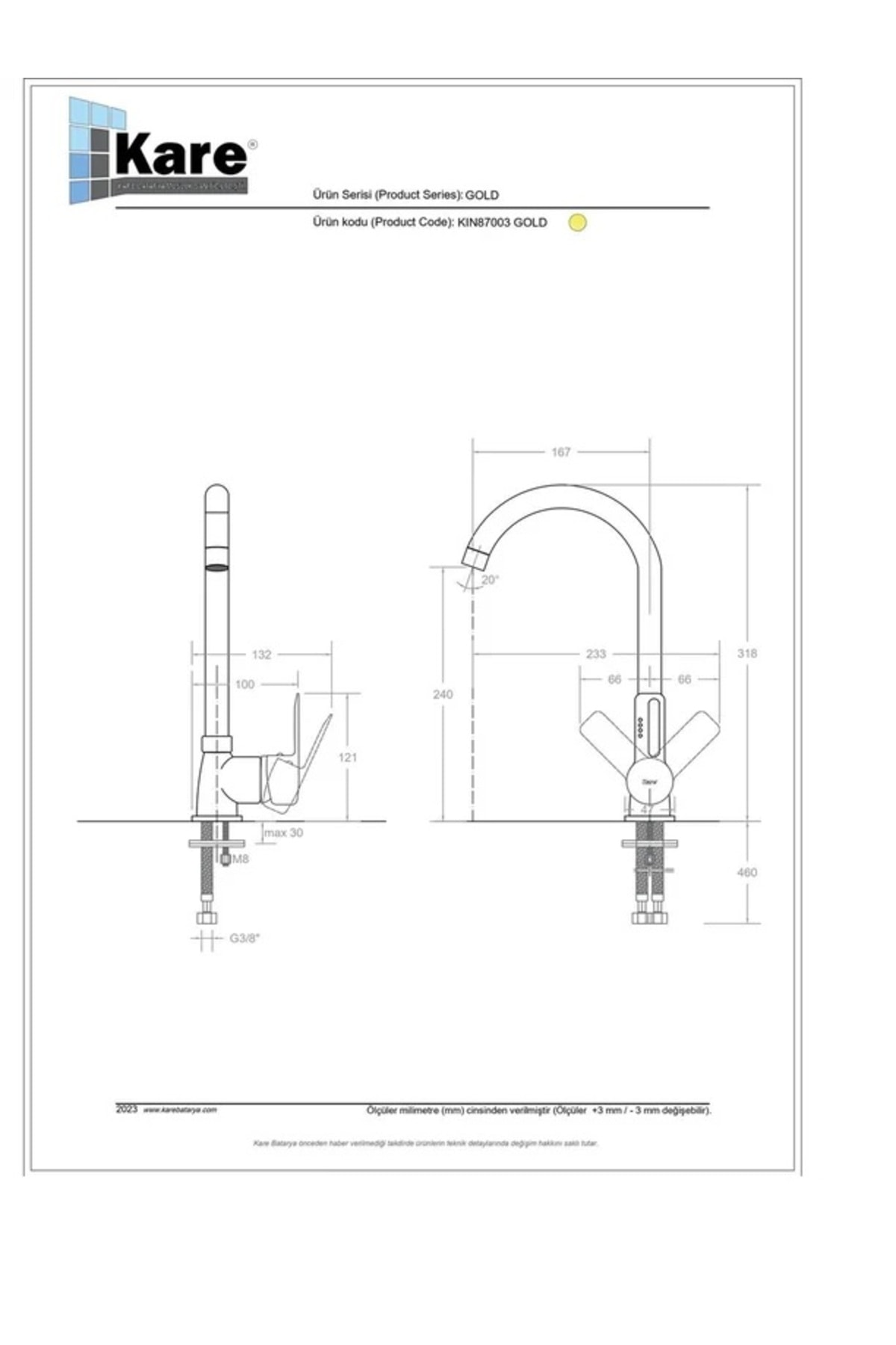İnci Mix Eviye Bataryası (Uzun Borulu)