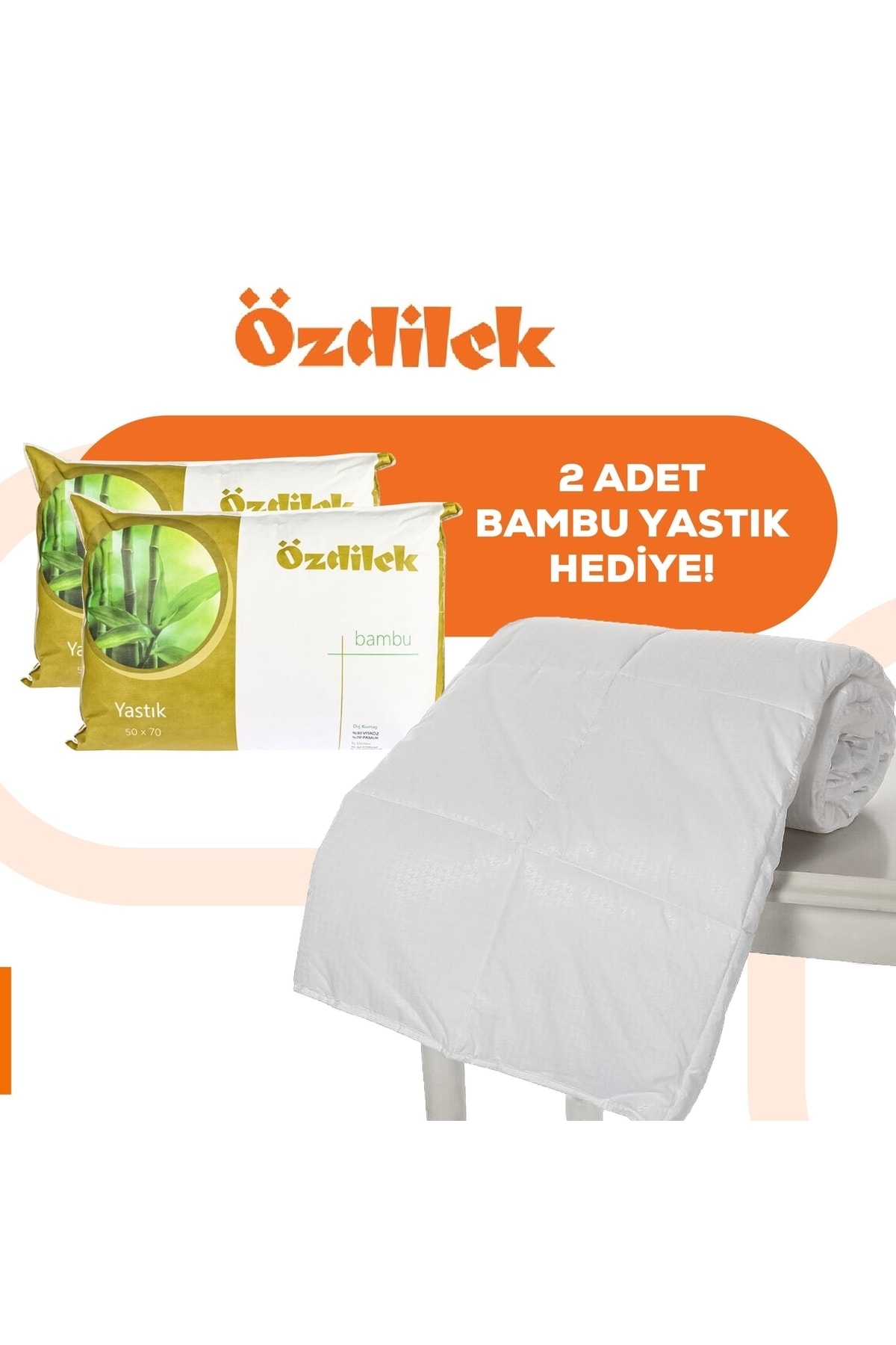 Çift Kişilik Bambu Yorgan 2 Adet Bambu Yastık