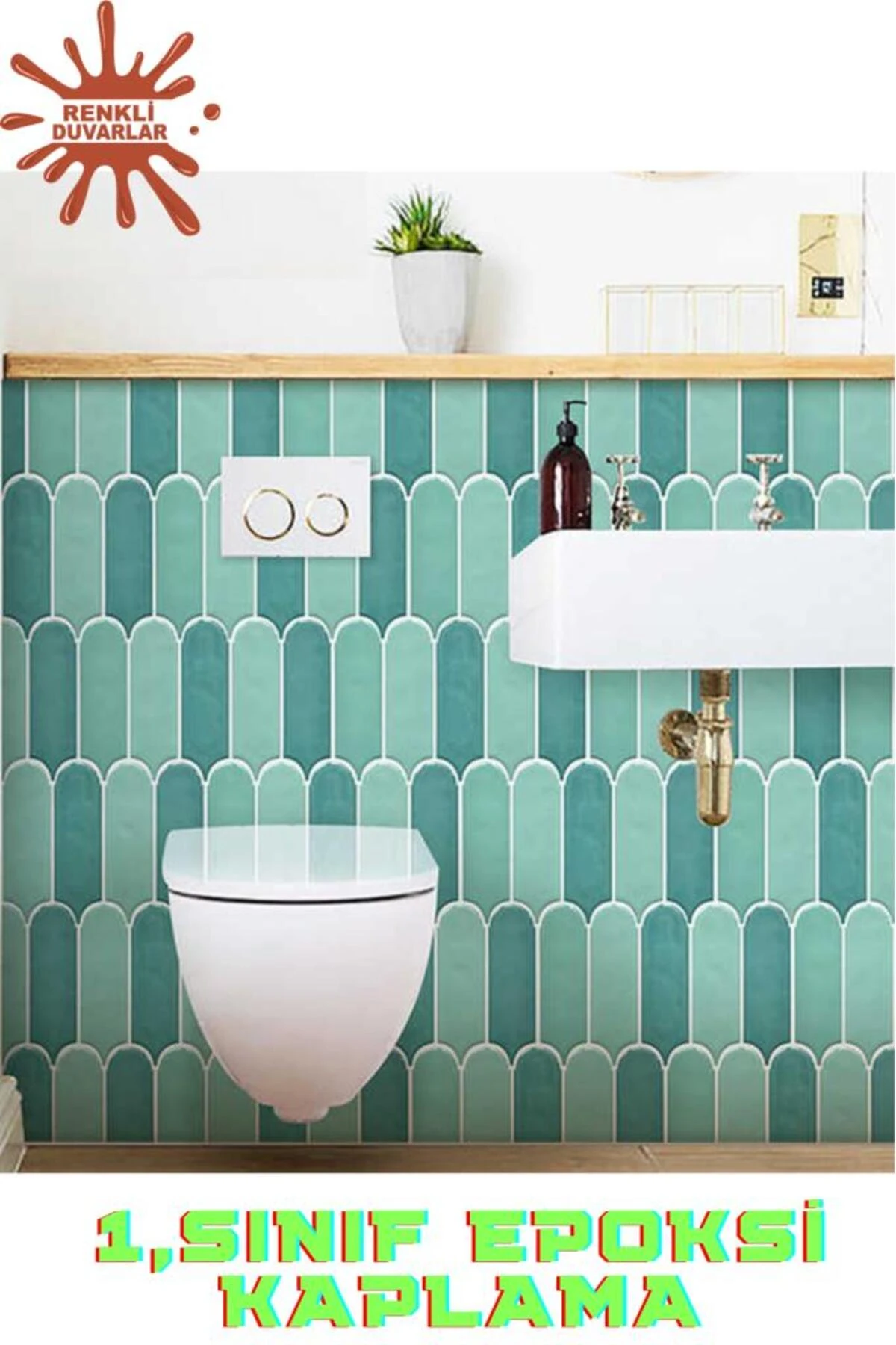 3D Yapışkanlı Duvar Kaplama Paneli Mutfak Banyo Salon Ofis Döşeme 30×30cm Sütun Yeşil Epoksi 1 Adet