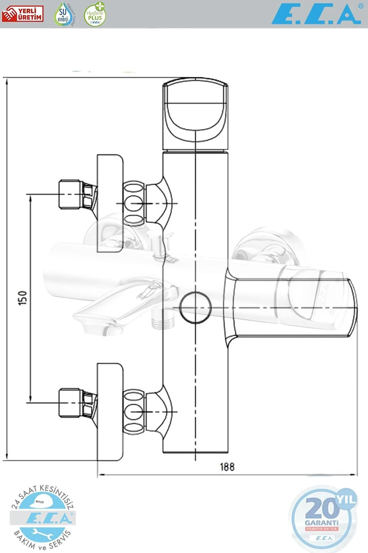 E.c.a Myra Banyo Duş Bataryası Banyo Bataryası 102102470h