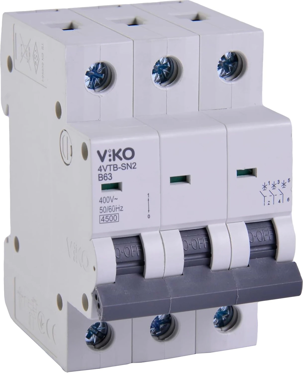 4VTB-3B63 Otomatik Sigorta 4,5ka B Tipi 3 Kutup 63A