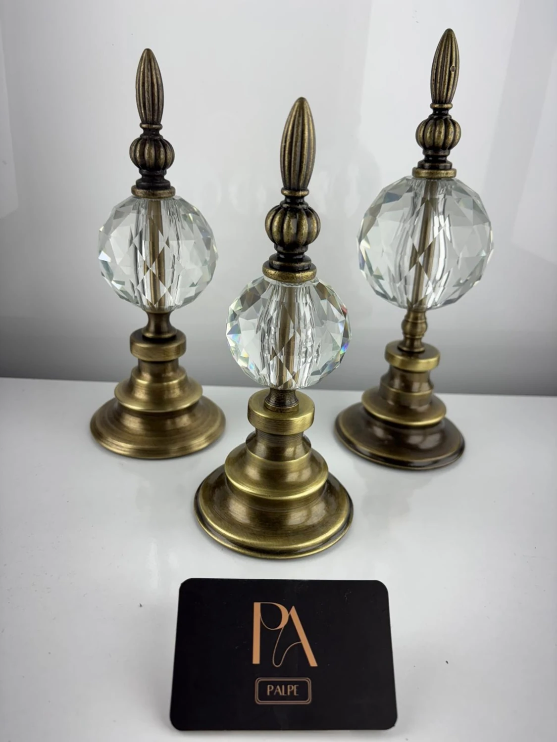 Kristal 3lü Metal Dekoratif Obje Biblo Süs Eşya Salon Aksesuar Tv Sehpa Masa Konsol Ofis Salon Dekor