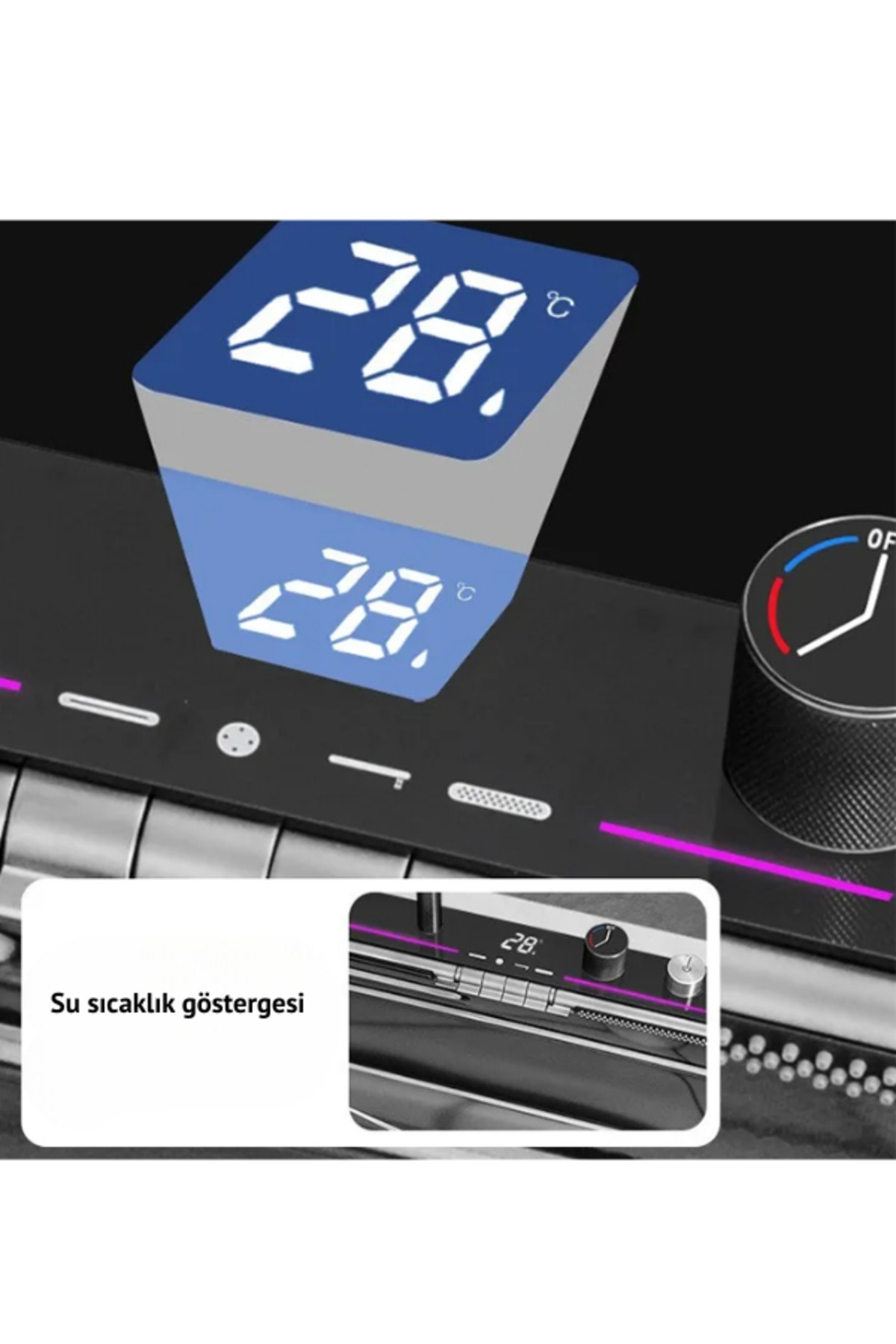 Mutfak Evyesi Dijital Göstergeli Led Panel- Teknolojik Akıllı Eviye Seti Bal Peteği Yüzey SİYAH