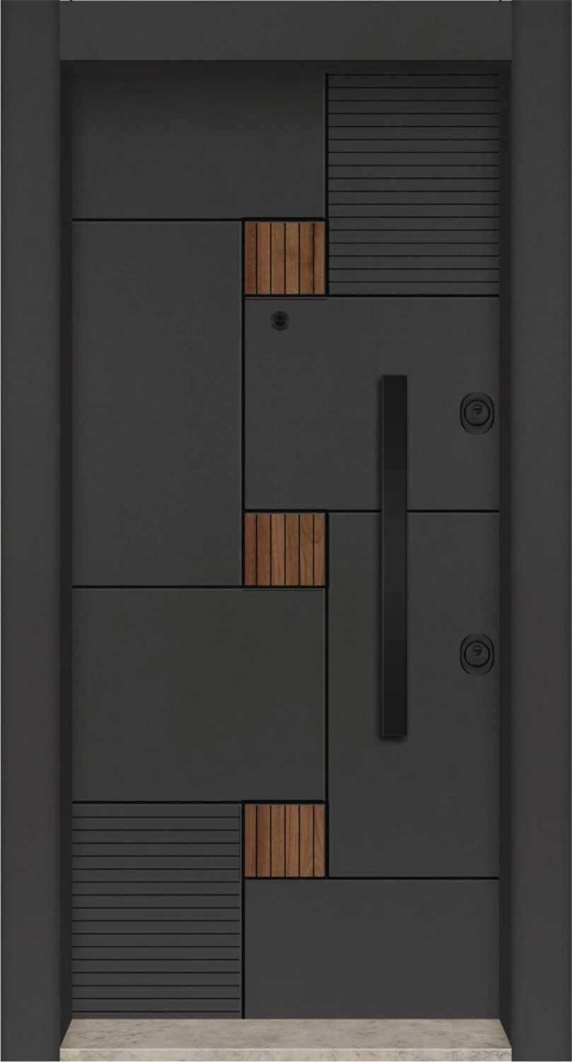 Laminoks Seri Çift Renk Çelik Kapı BY-1612 Sol Açılım