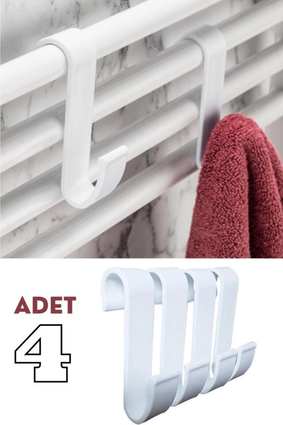 4 Adet Havlupan Duşakabin Askısı, Petek Banyo Mutfak Kancalı Havlu Bornoz Askısı 4’lü Set