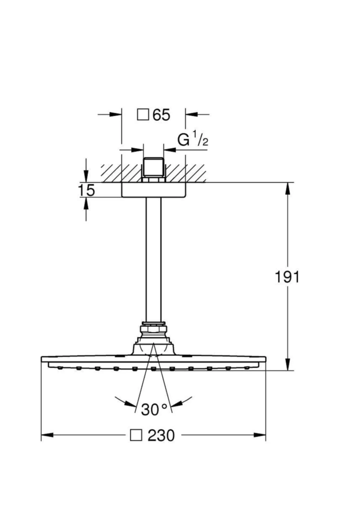 Rainshower Allure 230 Tavan Çıkışlı Tek Akışlı Tepe Duşu 154 Mm