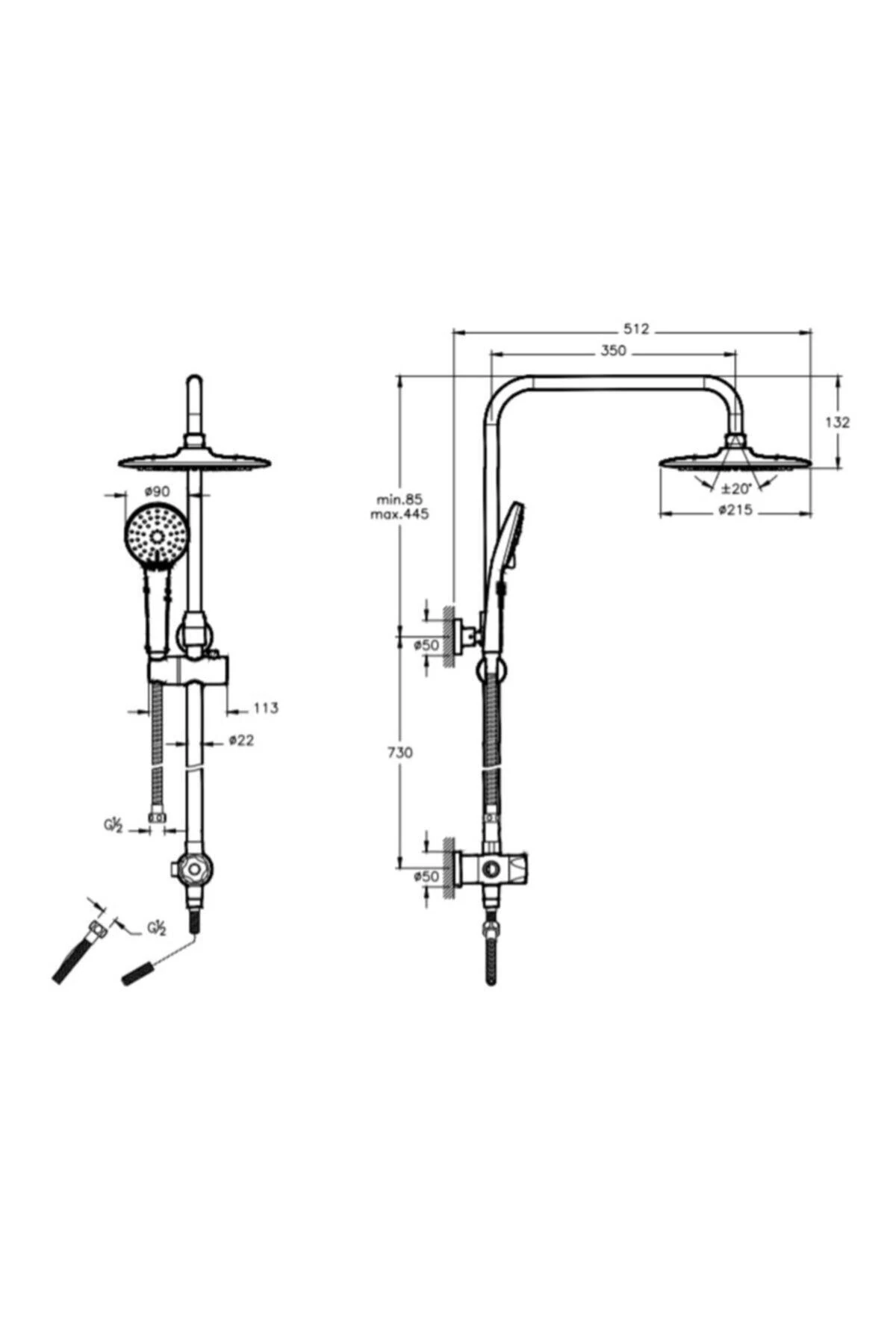 A45718-Punto Duş Sistemleri - Plus 3C Duş Kolonu