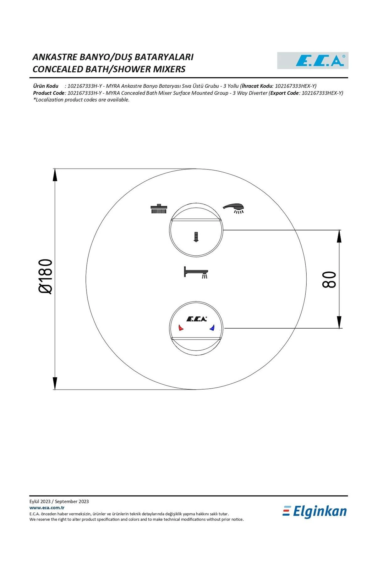 Myra Ankastre Banyo Bataryası Sıva Üstü Grubu - 3 Yollu 102167333H-Y