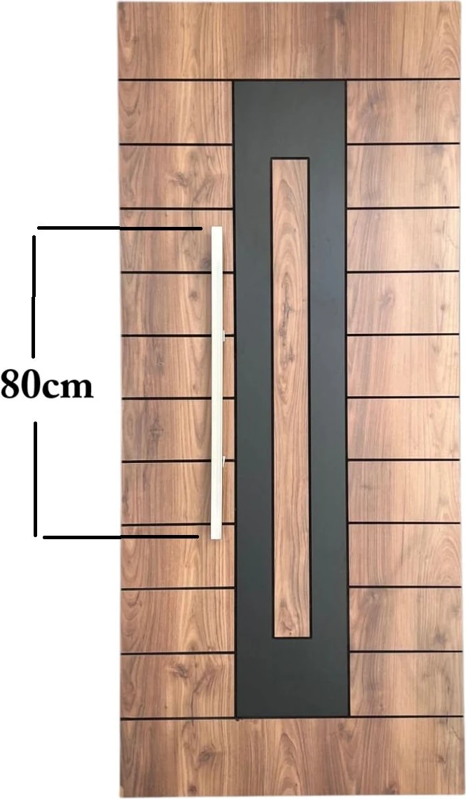 Saten Gümüş Gri Kare Çelik Kapı Çekme ve Tutma Kolu 80CM