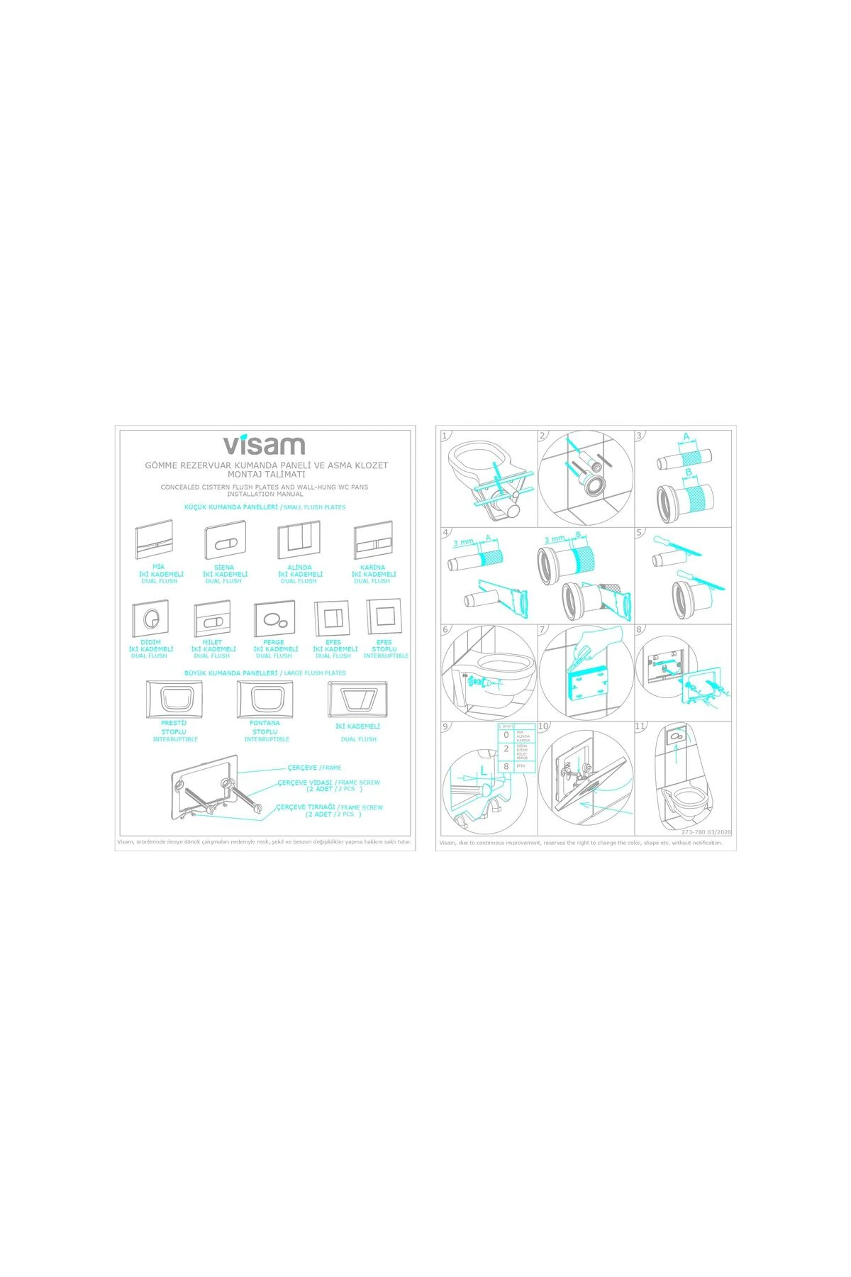 Alinda Parlak Krom Gömme Rezervuar Kumanda Paneli Basma Butonu 227.002