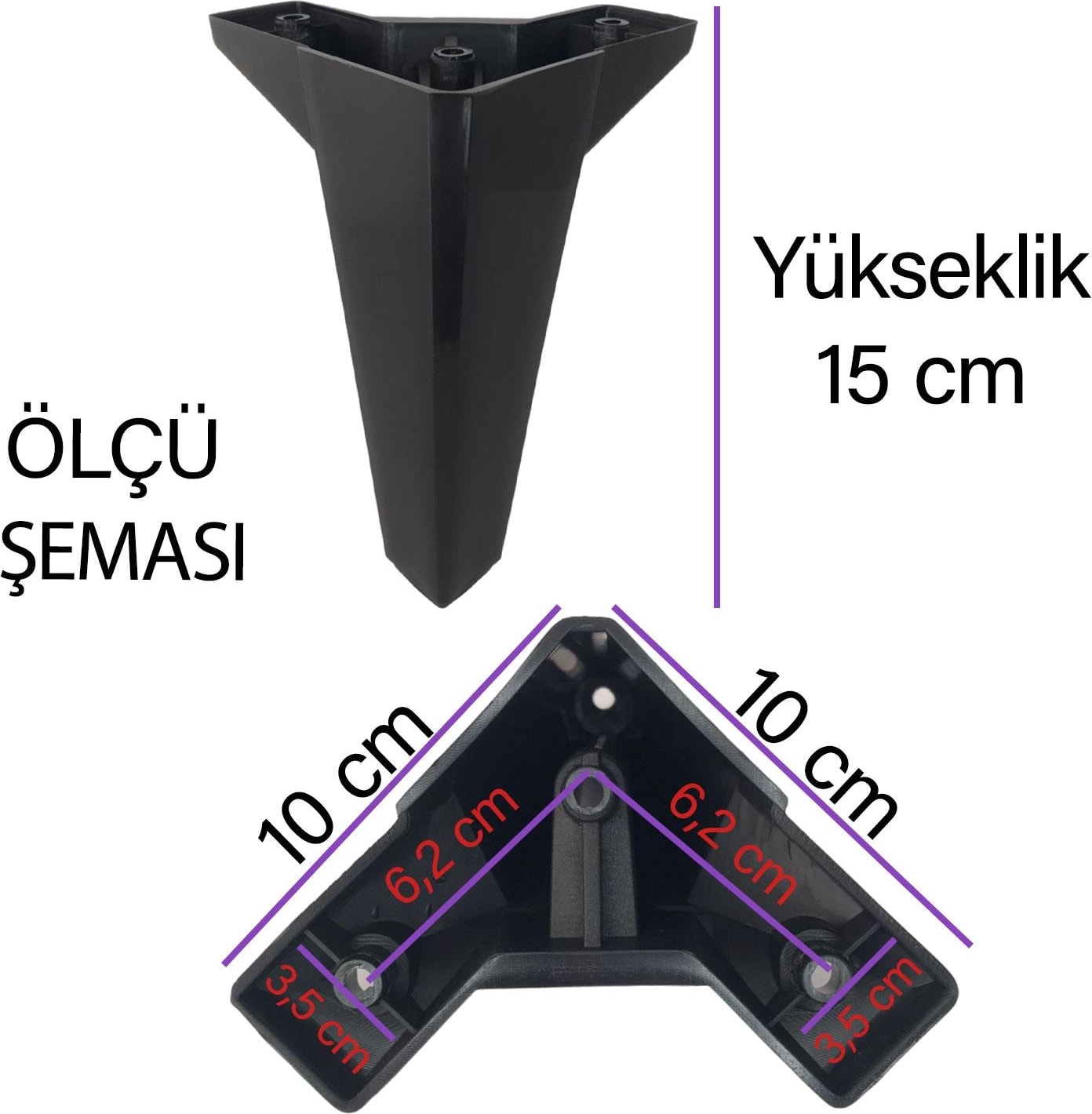 8 Adet Serdivan 15 cm Siyah Lüx Mobilya Kanepe Sehpa Ünite Koltuk Ayağı Baza Ayak