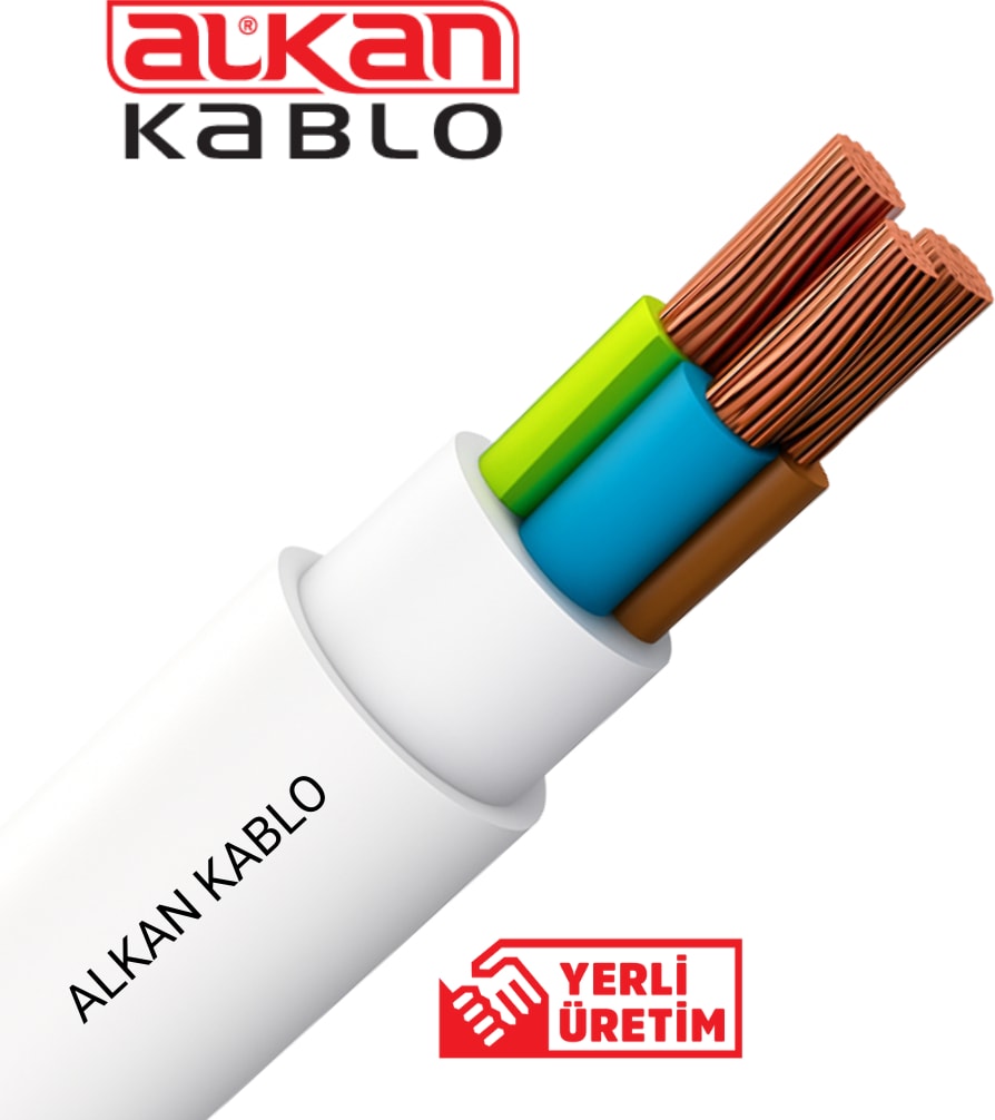 3x1,5 Mm² H05VV-F Ttr Kablo Beyaz (%100 Bakır) 5 Metre