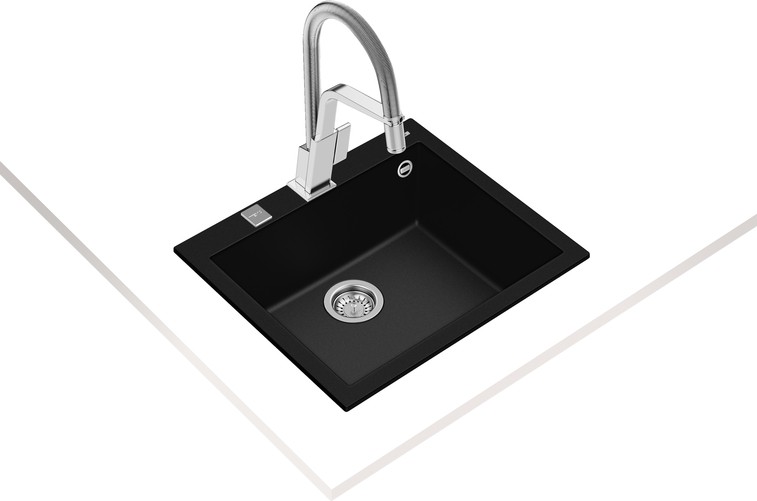 FORSQUARE 50.40 TG BLACK Ankastre Kumanda Sifonlu Granit Eviye Siyah 50 cm 115230005