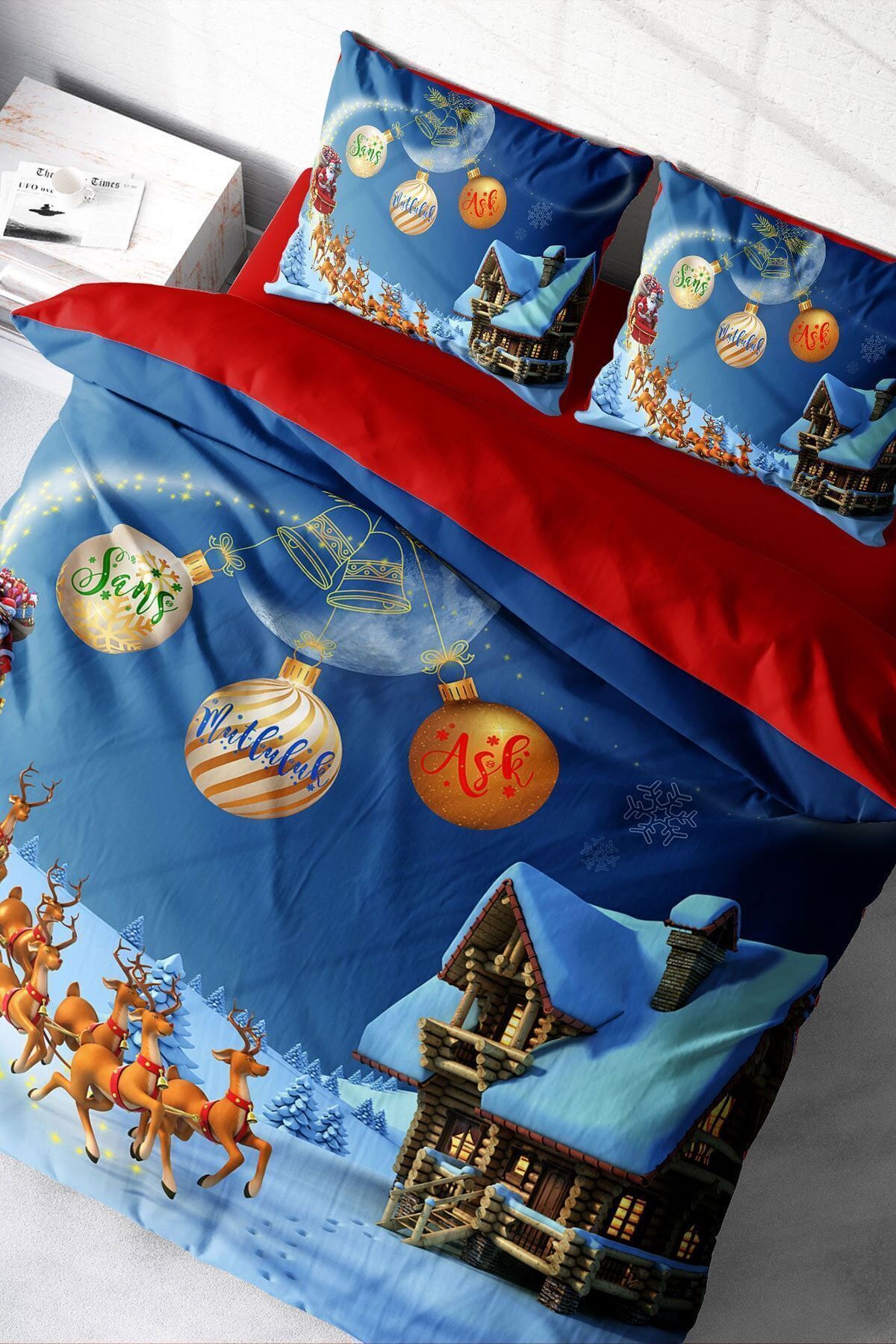 Nevresim Takımı %100 Doğal Pamuk Çift Kişilik 3d Digital Ny Wish