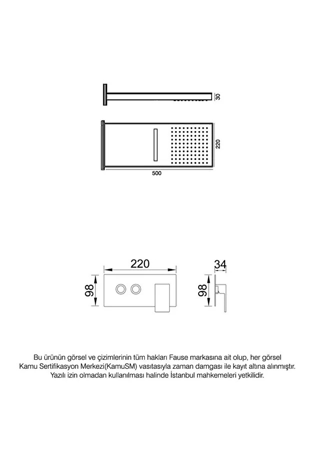 Ankastre Comfort Duş Seti Altın Gold Fau109-g