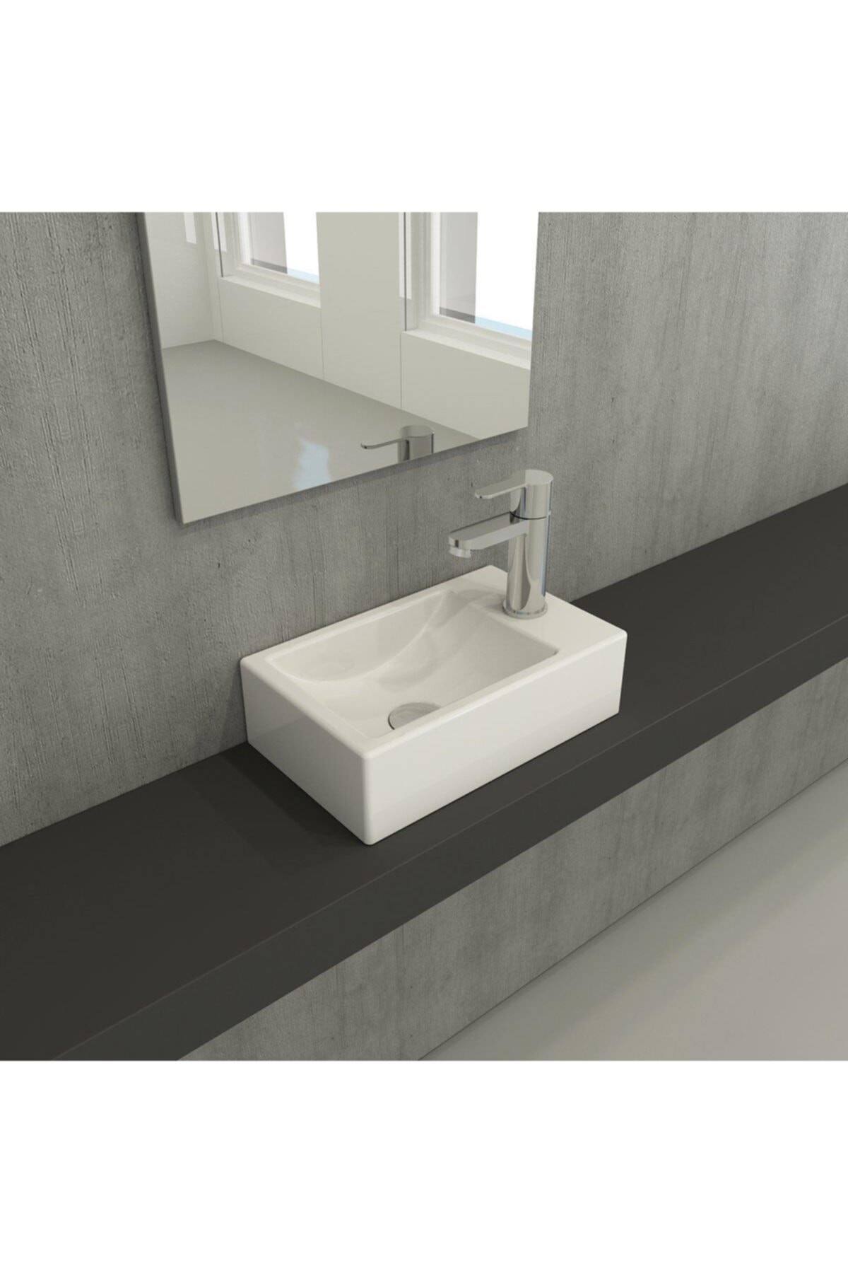 Milano Dar Sağ Lavabo 1419-001-0126 Parlak Beyaz