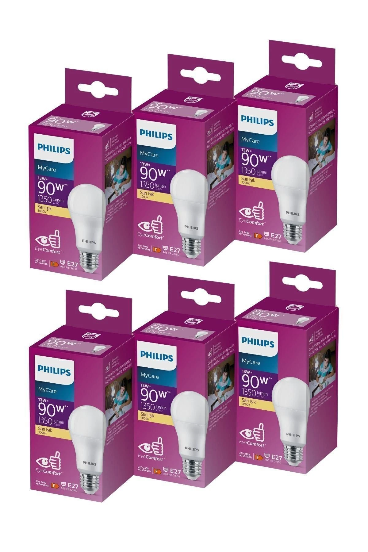 Led 13w Ampul 3000k Sarı Işık 6lı