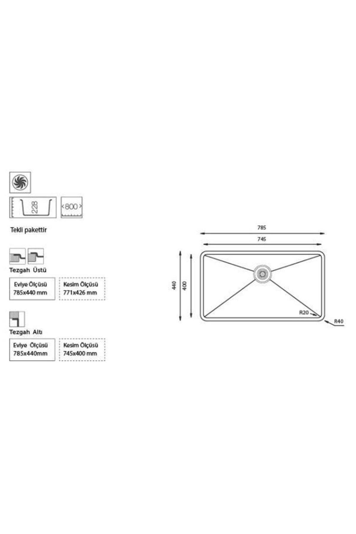 Me 745 Tezgah Altı Paslanmaz Çelik Mutfak Evyesi