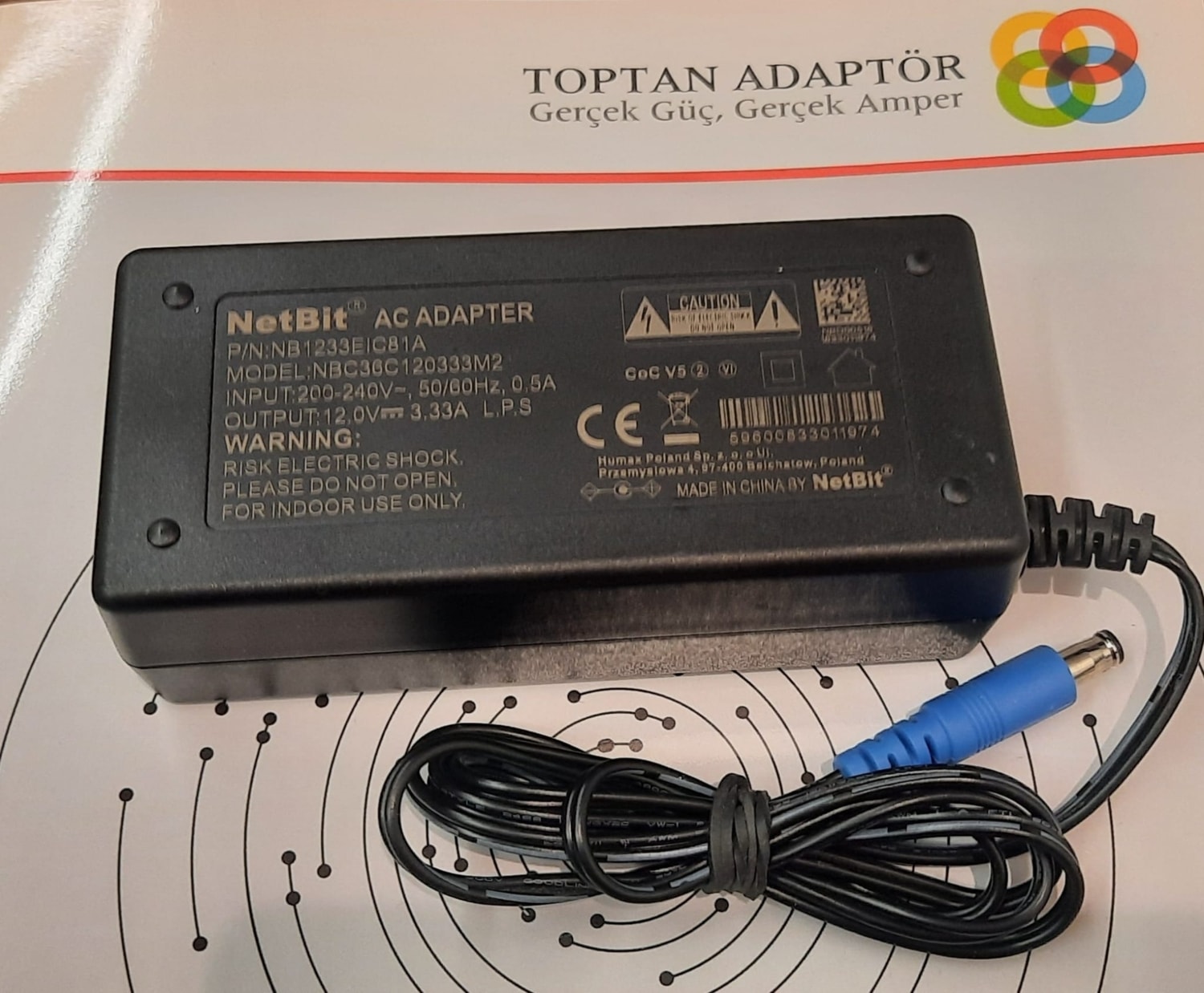 12V 3.33A LED , Monitör ve Modem Adaptörü