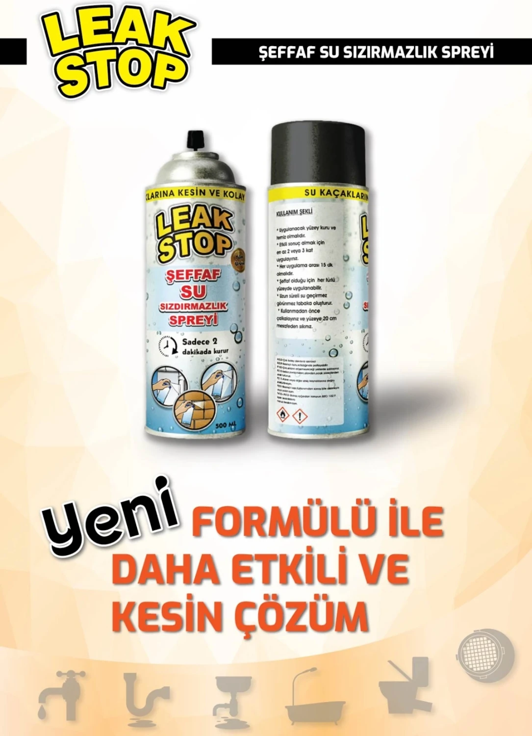 1 x 500 ml Şeffaf Su Sızdırmazlık Spreyi Su Izalasyon Mutfak Banyo Araba Tekne