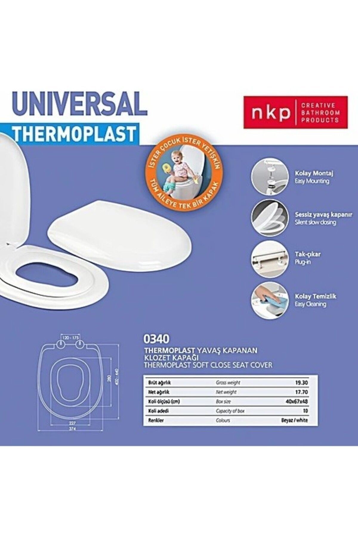 Universal Çocuk Adaptörlü Amortisörlü Klozet Kapağı Kapak