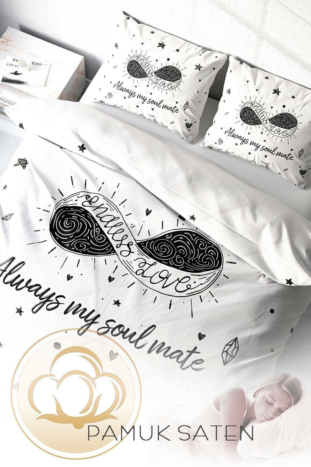 Soul Mate 3d Pamuk Saten Çift Kişilik Nevresim Takımı